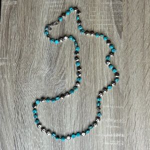 Lucky Brand Turquoise and Silver Beaded Necklace